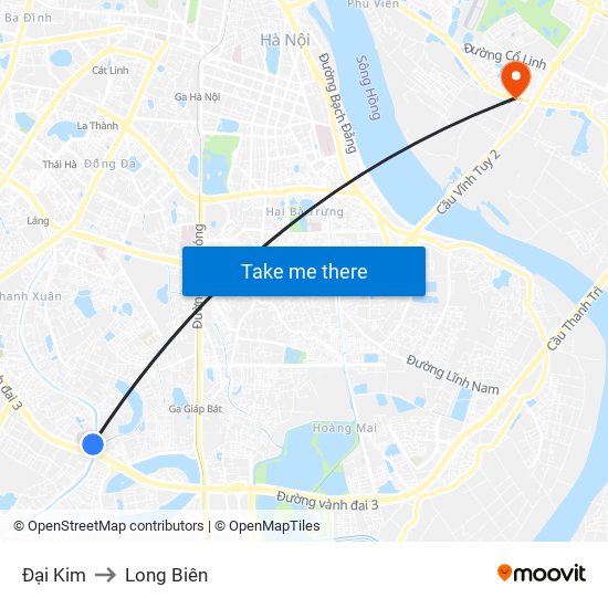 Đại Kim to Long Biên map