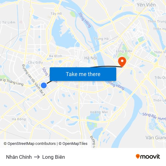 Nhân Chính to Long Biên map