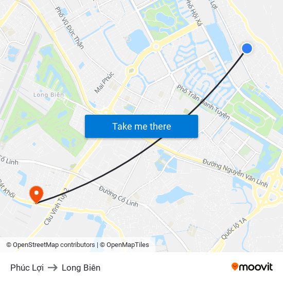 Phúc Lợi to Long Biên map