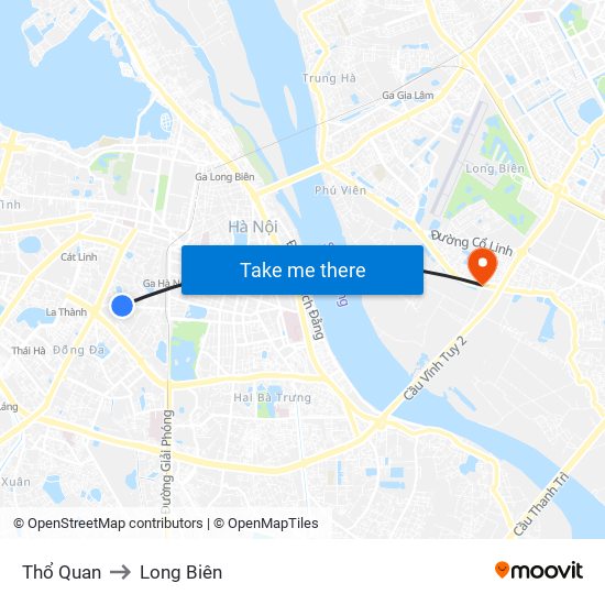 Thổ Quan to Long Biên map