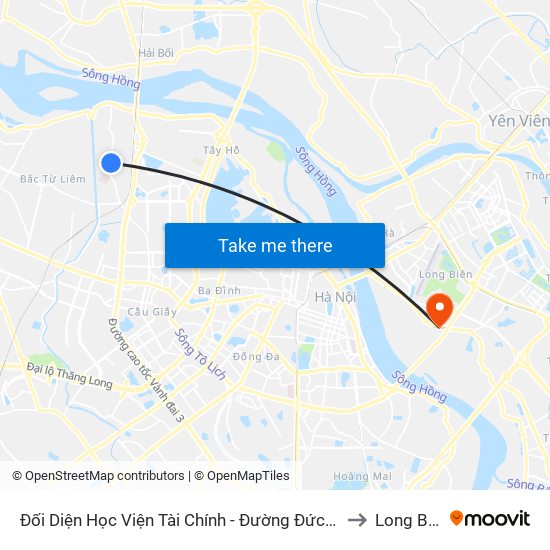 Đối Diện Học Viện Tài Chính - Đường Đức Thắng to Long Biên map