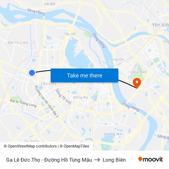 Ga Lê Đức Thọ - Đường Hồ Tùng Mậu to Long Biên map