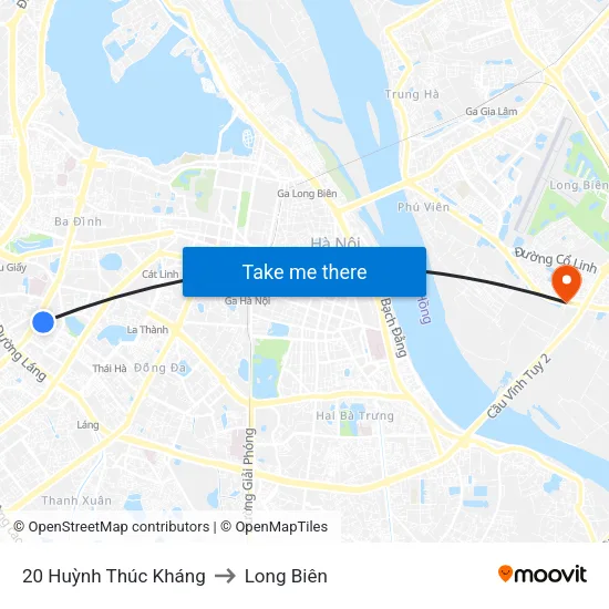 20 Huỳnh Thúc Kháng to Long Biên map