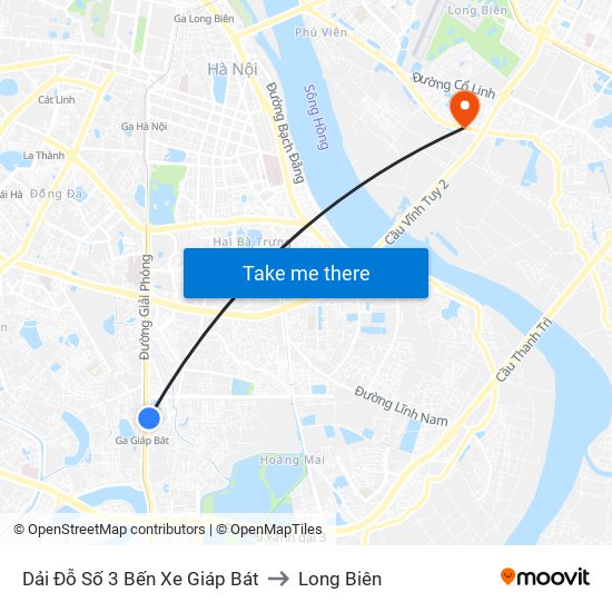 Dải Đỗ Số 3 Bến Xe Giáp Bát to Long Biên map