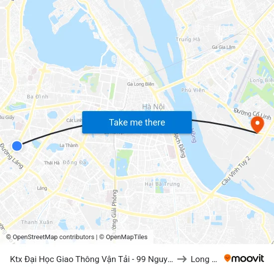 Ktx Đại Học Giao Thông Vận Tải - 99 Nguyễn Chí Thanh to Long Biên map