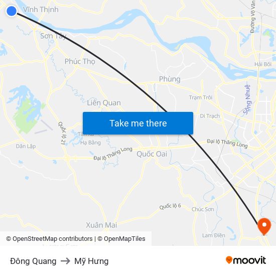 Đông Quang to Mỹ Hưng map