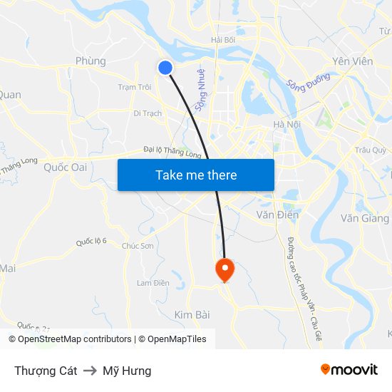 Thượng Cát to Mỹ Hưng map