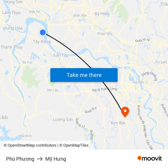 Phú Phương to Mỹ Hưng map