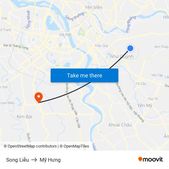 Song Liễu to Mỹ Hưng map