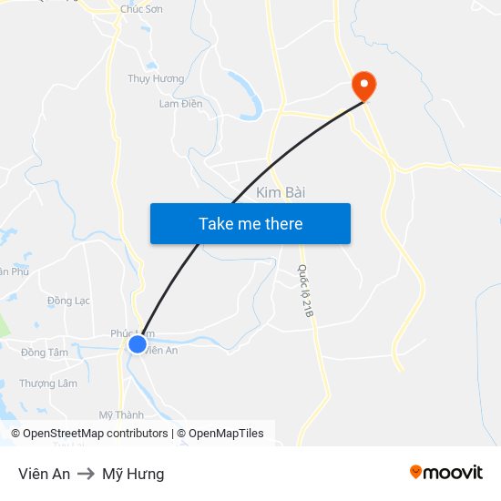 Viên An to Mỹ Hưng map