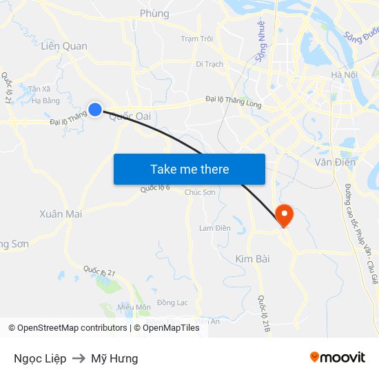 Ngọc Liệp to Mỹ Hưng map