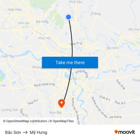 Bắc Sơn to Mỹ Hưng map