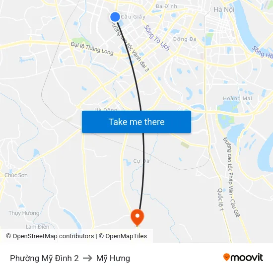 Phường Mỹ Đình 2 to Mỹ Hưng map