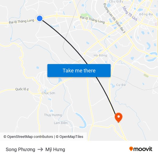 Song Phương to Mỹ Hưng map