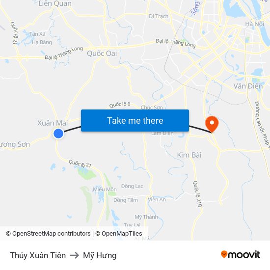 Thủy Xuân Tiên to Mỹ Hưng map