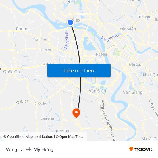 Võng La to Mỹ Hưng map