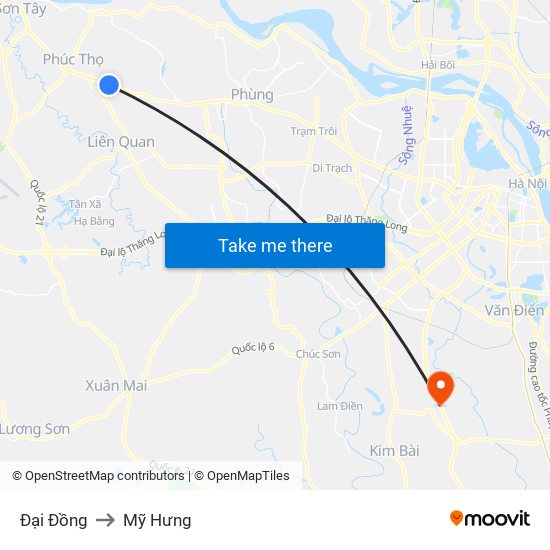 Đại Đồng to Mỹ Hưng map