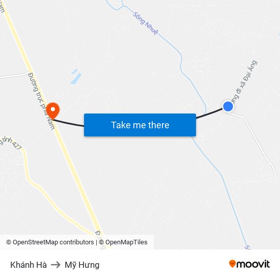 Khánh Hà to Mỹ Hưng map