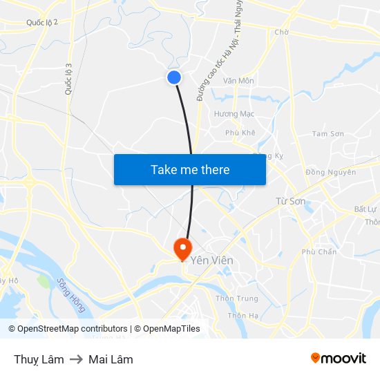 Thuỵ Lâm to Mai Lâm map