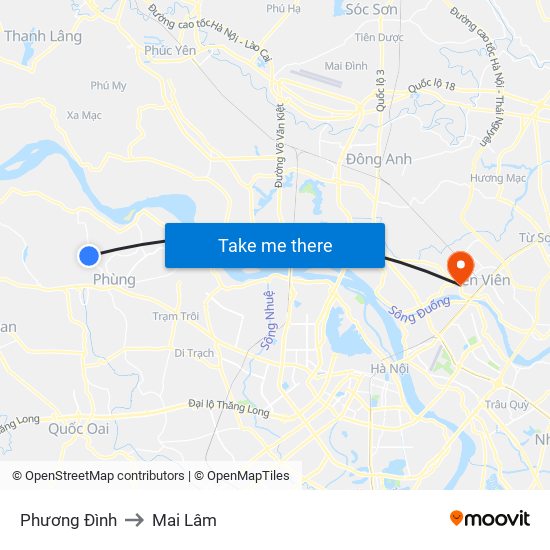 Phương Đình to Mai Lâm map