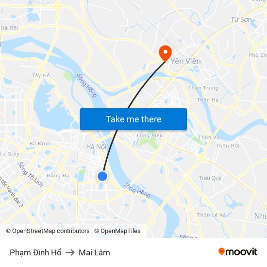 Phạm Đình Hổ to Mai Lâm map