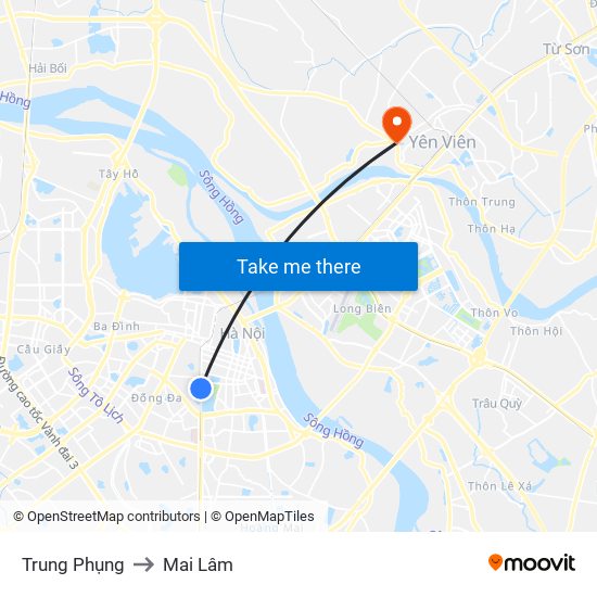 Trung Phụng to Mai Lâm map