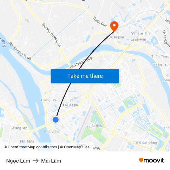 Ngọc Lâm to Mai Lâm map