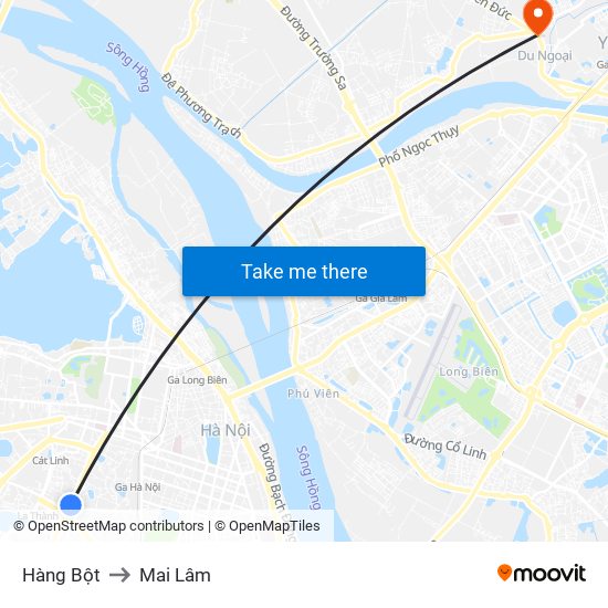 Hàng Bột to Mai Lâm map