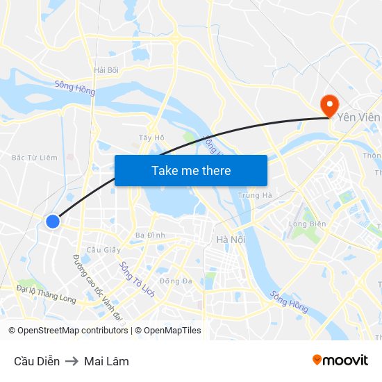 Cầu Diễn to Mai Lâm map