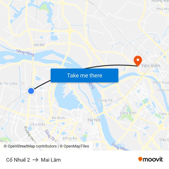 Cổ Nhuế 2 to Mai Lâm map