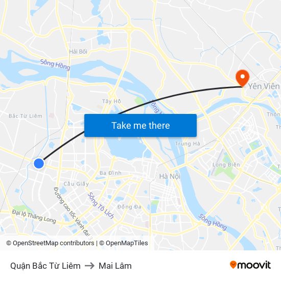 Quận Bắc Từ Liêm to Mai Lâm map