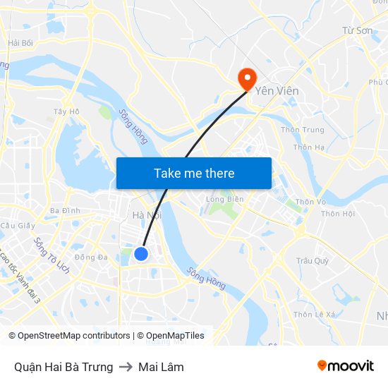 Quận Hai Bà Trưng to Mai Lâm map