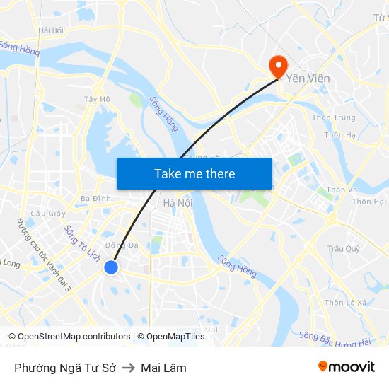 Phường Ngã Tư Sở to Mai Lâm map