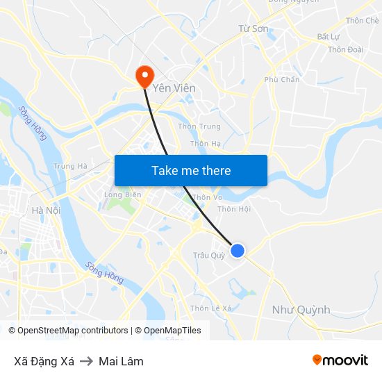 Xã Đặng Xá to Mai Lâm map