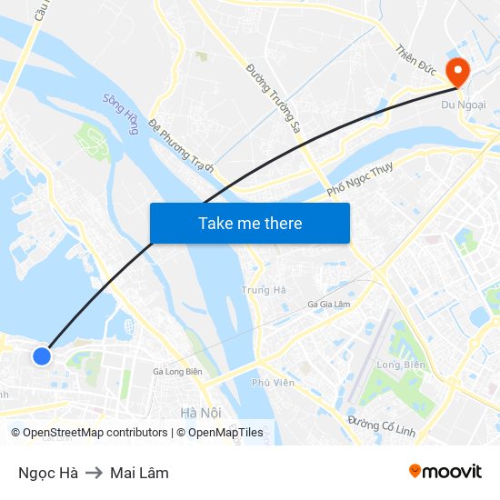 Ngọc Hà to Mai Lâm map