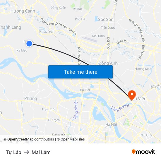 Tự Lập to Mai Lâm map