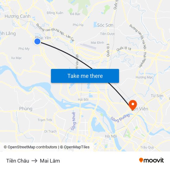 Tiền Châu to Mai Lâm map