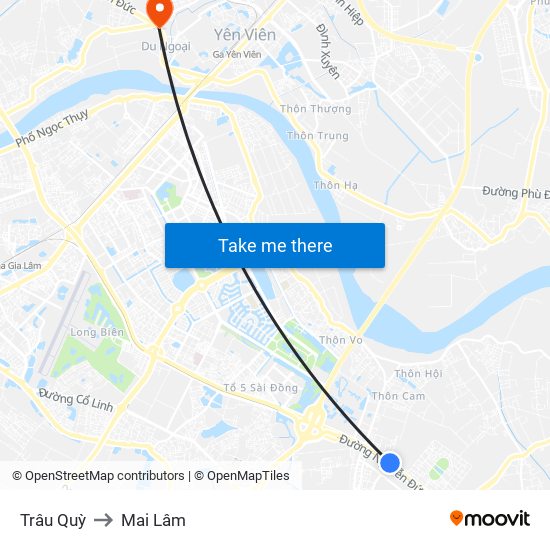 Trâu Quỳ to Mai Lâm map