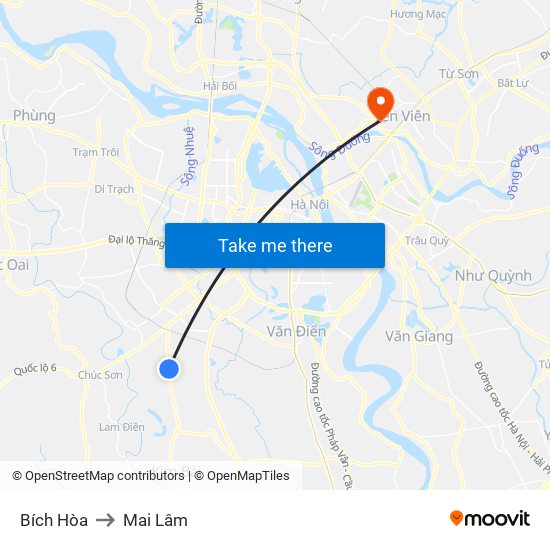 Bích Hòa to Mai Lâm map