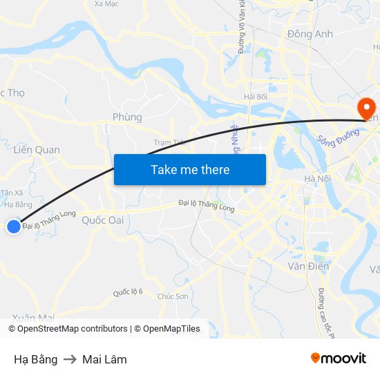 Hạ Bằng to Mai Lâm map