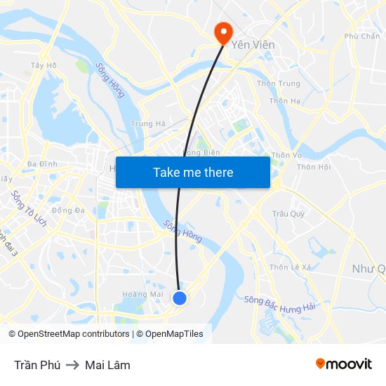 Trần Phú to Mai Lâm map