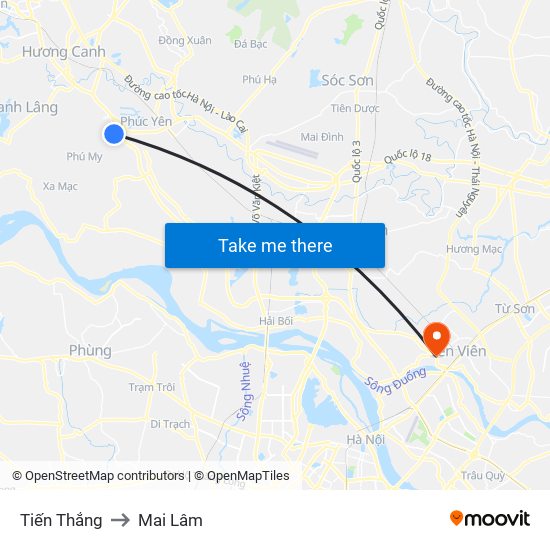 Tiến Thắng to Mai Lâm map