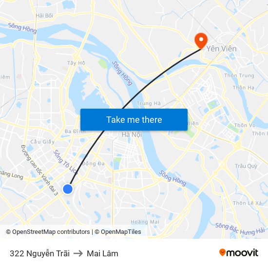 322 Nguyễn Trãi to Mai Lâm map