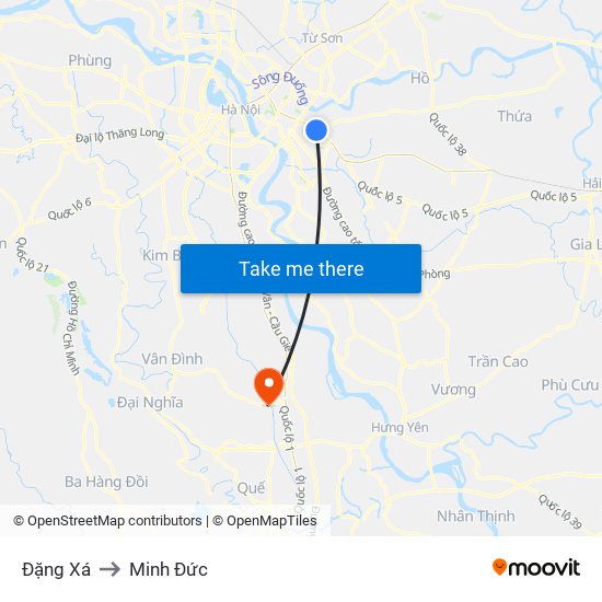 Đặng Xá to Minh Đức map