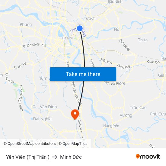 Yên Viên (Thị Trấn ) to Minh Đức map