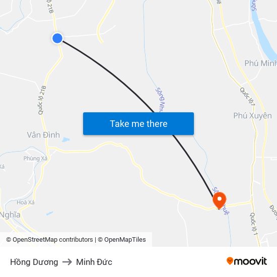 Hồng Dương to Minh Đức map