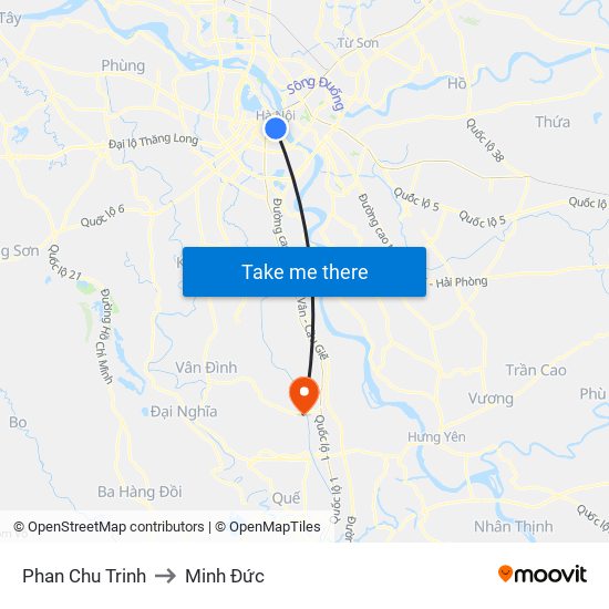 Phan Chu Trinh to Minh Đức map