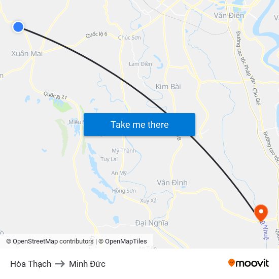 Hòa Thạch to Minh Đức map