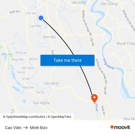 Cao Viên to Minh Đức map