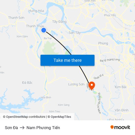 Sơn Đà to Nam Phương Tiến map